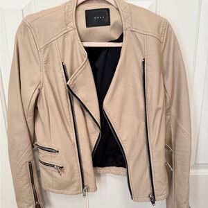 Blank NYC Faux Leather moto Jacket tan size small